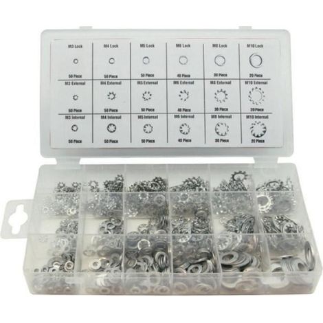 Rondelle - Zinguée - Acier - M3 à M10 - Denture Interne Externe - 720 Pièces (1/2)