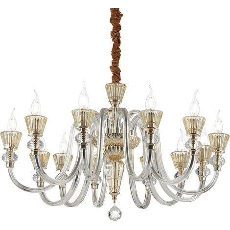Lampadario Classico Strauss Vetro Oro 12 Luci E14 (1/2)