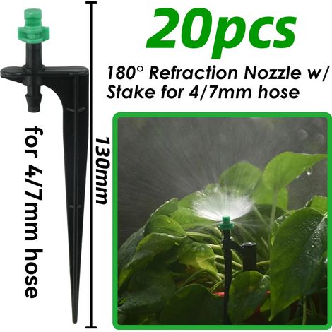 (E-20pcs) Buse de réfraction pour arrosage goutte à goutte, outils de jardin, brumisateur à 90/180/360 degrés pour plantes en pot et serre (1/5)