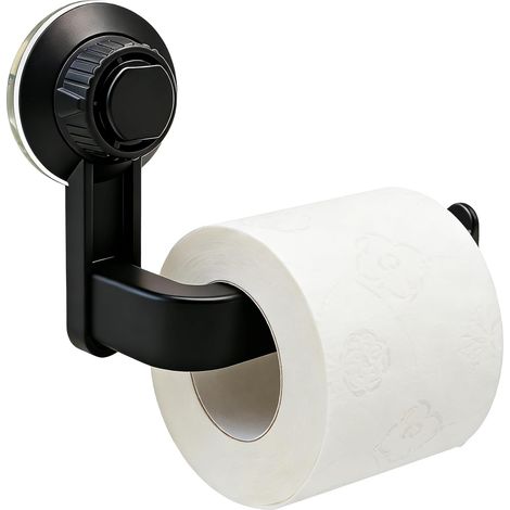 Toilet Roll Holder Self Adhesive Suction Toilet Paper Holder Wall Mounted Hanging No Drill Tissue Roll Dispenser with Strong Adhesiveness Waterproof Paper Hanger for Bathroom Kitchen, Black (1/5)