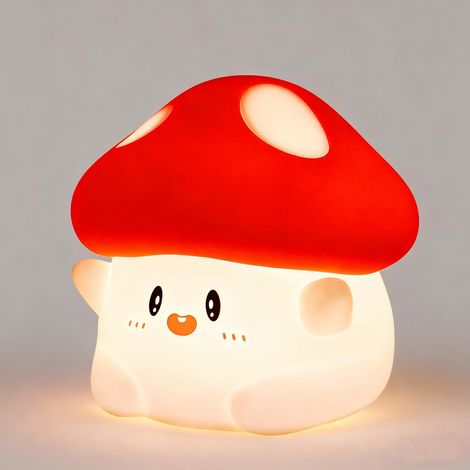 Veilleuse enfant champignon silicone spongieux, lampe LED kawaii chambre bébé (1/5)