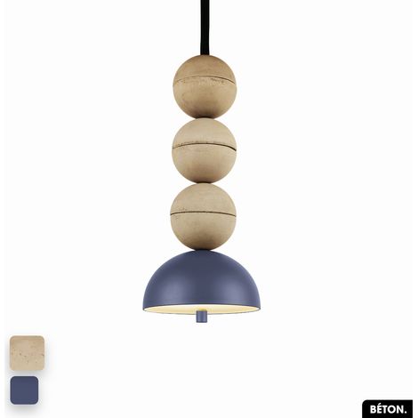 Lampe de suspension en béton - BOSFOR CONCRETE SABLE - INDIGO 3 BALLES LED 14W (1/2)