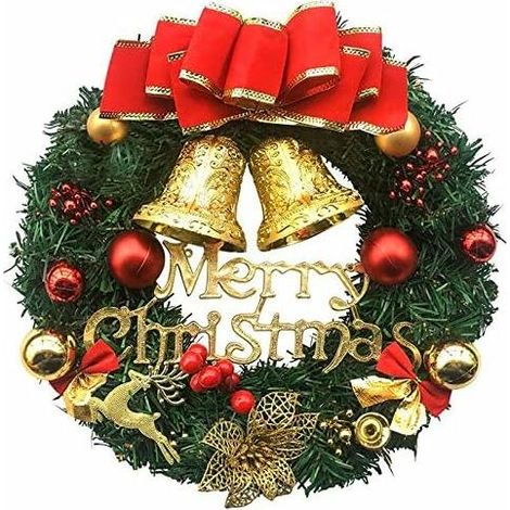 Christmas Wreath, 30 cm, Artificial Flowers Garland, Christmas Wreath Xmas Indoor and Outdoor Ideal Christmas Decoration for Shops, Offices, Christmas Tree or DIY (1/5)