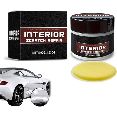 Renovateur Plastique Voiture Interieur, 100g Cire De Réparation De Rayures, Kit De Réparation De Rayures pour Tableau De Bord, Efface Rayure Plastique pour Voiture (1/5)