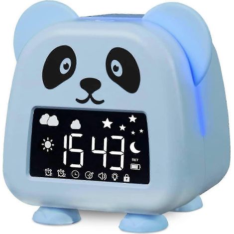 Réveil pour enfants, appareil d'apprentissage du sommeil avec veilleuse, fonction snooze, 8 sons apaisants, D