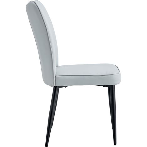 Lot de 2 chaises de salle à manger modernes gris clair en PU avec pieds en métal noir (1/5)