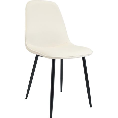 Sedia da pranzo da cucina dal design moderno x1 in velluto color crema con struttura in metallo nero 100007218