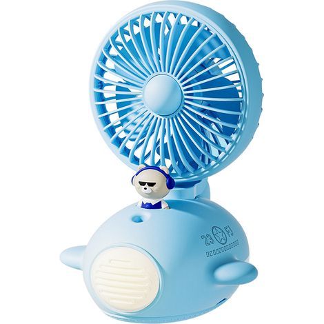 Ventilateur brumisateur USB mignon pour bureau, chambre d'étudiant ou bureau, rechargeable, couleur bleue, idéal pour l'été (1/5)