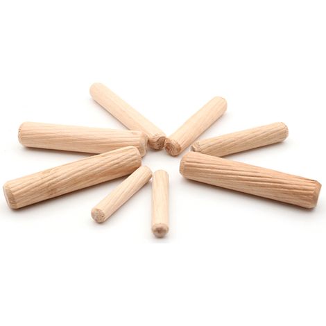 Paquete de 100 tacos de madera estriados para muebles y armarios.