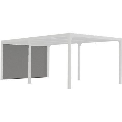Habrita – Rideau latéral en PVC tissé pour pergola bioclimatique 3,60m – Protection contre le vent et les regards – Réglable en hauteur – Couleur gris clair (1/8)