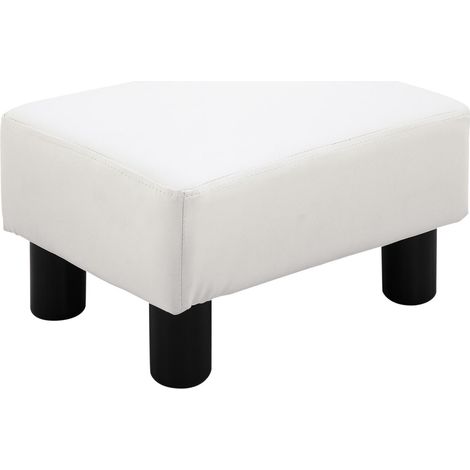 Pouf et repose-pieds Chesterfield en similicuir blanc, design élégant, dimensions 40×30×24 cm. (1/5)