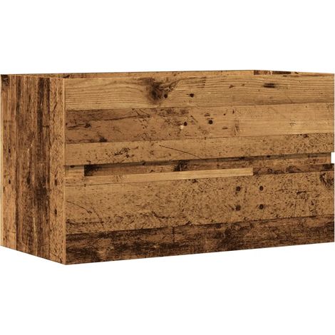 Armoire d'évier murale design moderne salle de bain 90 x 38 x 45 cm avec grand espace de rangement en bois d'ingénierie vieux bois