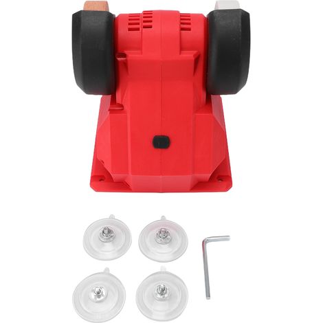 Rouge Mini meuleuse d'établi polisseuse sans fil portable alimentée par batterie double roues affûtage outil de polissage pour l'élimination de la rouille des forets (1/5)