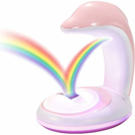 Proyector LED de arcoíris, luz nocturna para habitaciones infantiles, lámpara decorativa de pared y techo con forma de delfín, luces de reflejo de colores arcoíris, regalo perfecto para niños. (1/5)