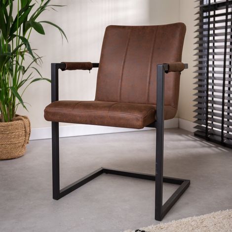 Chaise de salle à manger industrielle brune en microfibre Jackson