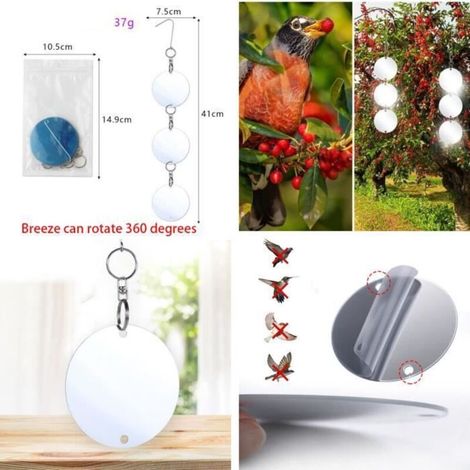 Vogelabwehrmittel, Vogelscheuchenscheiben, Vogelscheuchen gegen Vögel, Hängende Vogelscheuchen, Schutz für Obstbäume, Gegen Krähen (1/3)