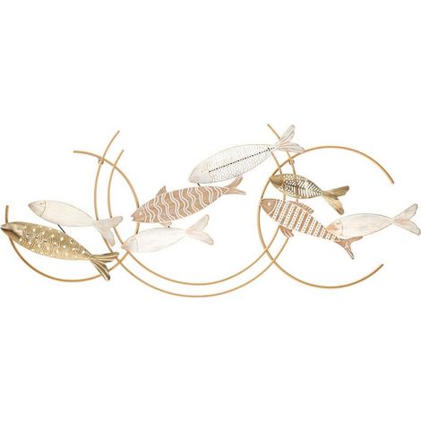 Pannello pesciolini decorativi in legno MDF e ferro per decorazioni ambienti -Con anelli (1/5)