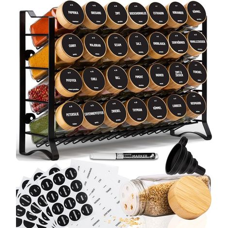 Étagère à Épices avec 28 Pots - Boîte de Rangement pour Cuisine avec Étiquettes - Porte-épices (1/5)