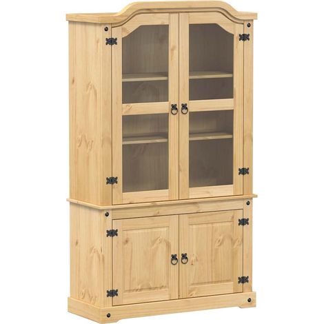 Vitrine en verre Corona 103,5x42x180 cm bois de pin massif