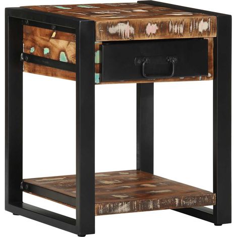 Table d'appoint-Table basse-Table Salon multicolore 40x40x50cm bois récupération massif 190870 (1/5)