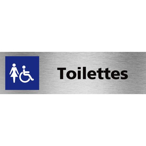 Pictogramme Toilettes Femme PMR (Q0477).- Adhésif aspect aluminium brossé - (1/5)