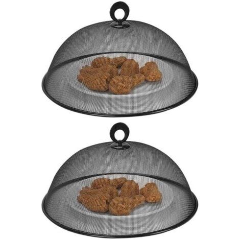 Cloche anti-mouches Lot de 2 filets alimentaires en maille métallique 28cm réutilisable pour pique-nique camping et usage quotidien, durable et facile à utiliser (1/4)