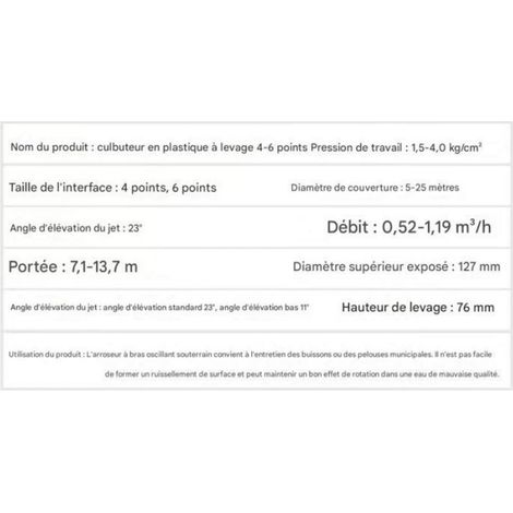 Arroseur Turbine - 6 Points - Rotation 360 Degres - Compatible Eau Dure - Bras Oscillant - 1 Unite (1/5)