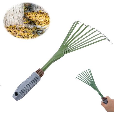 Handhacke Kleiner Handrechen Gartenrechen Handrechen mit 9 Zinken Kleiner Gartenrechen mit rutschfestem Griff Verstärkter Laubrechen zum Jäten vo (1/5)
