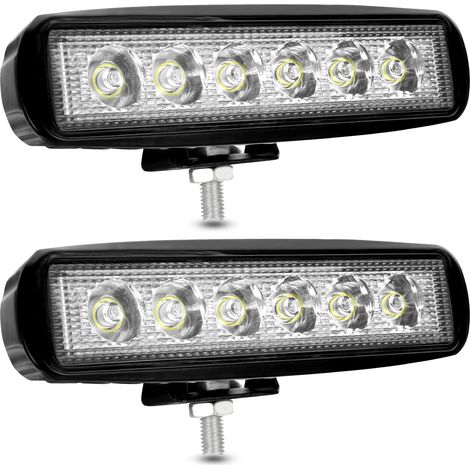 Phare de Travail LED 12V 18W Projecteur LED Voiture 12v  Spot Flood Feux Antibrouillard LED 9,200lm Feux de Travail pour Voiture Camion Tracteur SUV Bateau [2 pièces]