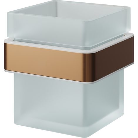 Taurus Brushed Bronze and Frosted Glass Wall Mounted Bathroom Tumbler