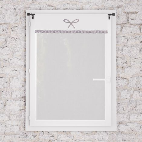 Brise bise brodé en coton 60x90 cm EMILIE blanc, par Soleil d'ocre