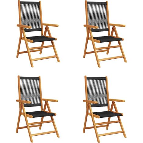 Maison Exclusive - Sedie pieghevoli reclinabili, 4 pezzi, in legno massello di acacia nero (1/5)