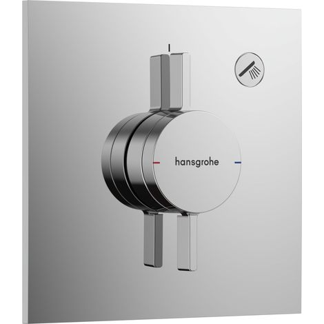 Mitigeur de douche encastré, Robinet douche carré 1 sortie, Mitigeur monocommande pour iBox universal 2, Chromé, 75617000 (1/5)