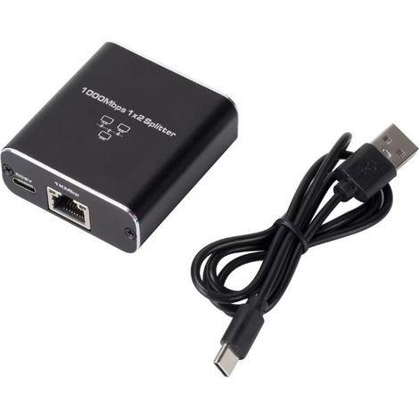 Conmutador RJ45 de 2 puertos, 1000 Mbps, divisor de red Gigabit Ethernet de 1 a 2 para ordenador, conmutador, router y decodificador de TV. (1/5)