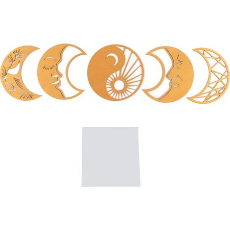 Décor mural personnalisé cycle lunaire en bois - Autocollants 3D dorés pour la maison (1/5)