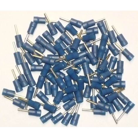 Terminales eléctricos azules para extremos de cables, paquete de 100 terminales.