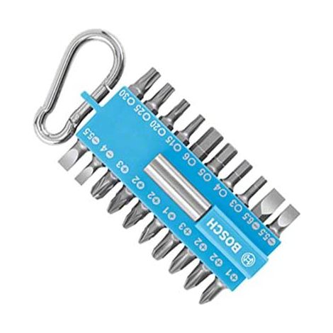 Bosch Set de punte de 21 pezzi Blu (con supporto de punte universali, moschettone, accessorio per avvitatori elettrici)