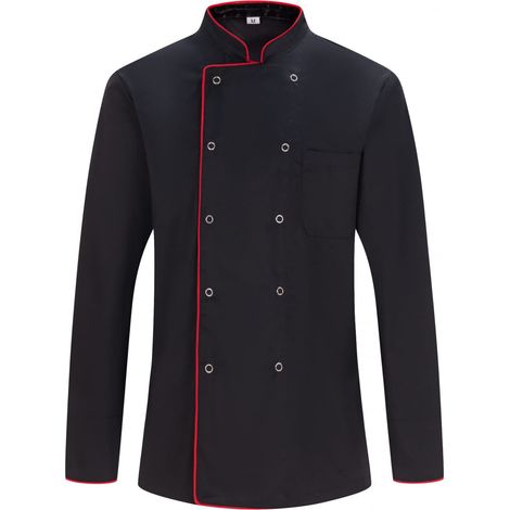 Veste de chef pour hommes - Veste de chef pour hommes - Uniforme d'accueil 682 - Medium, Veste de cuisine 682B - Noir (1/2)