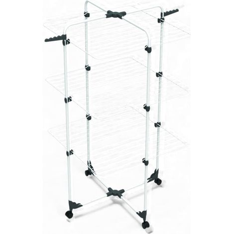 Stendibiancheria in acciaio trattato con 3 ripiani e ruote 30 metri lineari per stendere Modular 3