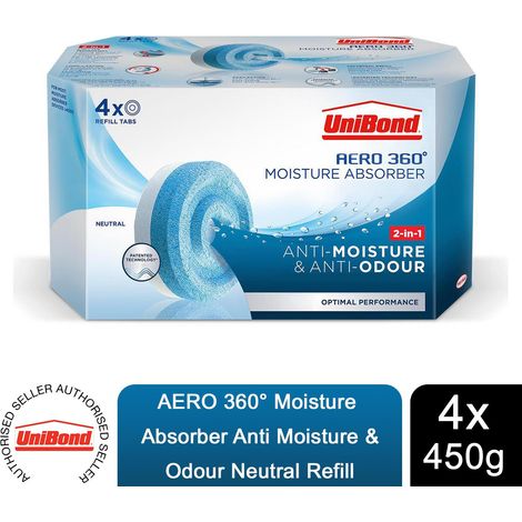 UniBond AERO 360 Moisture Absorber Neutral Refill Tab 450g, 4pk