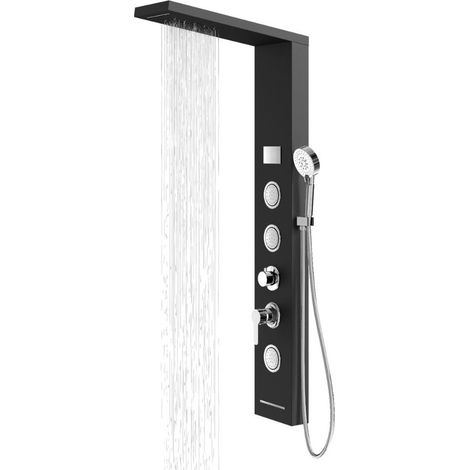 Colonna doccia shine acciaio 4 funzioni luce led display temperatura 2 finiture finitura- nero - confezione 1 (1/5)