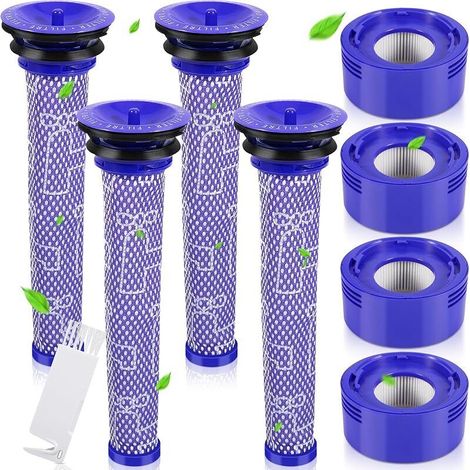 Kit di filtri di ricambio per aspirapolvere Dyson V7/V8 Absolute Animal Motorhead, composto da 4 pre-filtri, 4 filtri post-HEPA e 1 spazzola per la pulizia, riutilizzabili e lavabili, codici articolo (1/5)