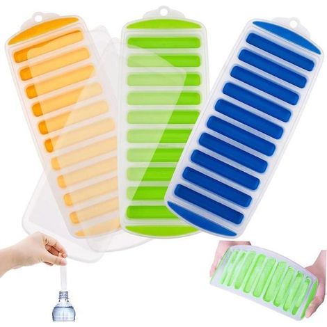 3pcs Bacs à Glaçons en Silicone avec Couvercle - Réutilisables, Faciles à Libérer, Sans BPA pour les Sports et les Bouteilles d\'eau