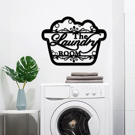 Panneau décoratif moderne et romantique pour Linge, Buanderie, Décoration murale en métal pour Maison, Chambre, Ferme et Porte de Magasin - 27 x 21 cm (1/5)