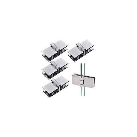Set mit 4 doppelseitigen 180°-Glastürscharnieren für Duschkabinen, verstellbare Zinklegierungsklemme für 5–8 mm dickes Glas - Crezuo (1/4)