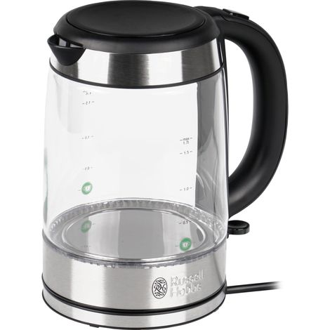 Bouilloire Electrique en verre Ultra résistante Glass 1,7L 2200 W Eclairage LED Economie d'énergie Filtre anticalcaire Arrêt auto. Ergonomique Base 360° 21600-57 (1/2)