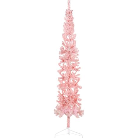 Künstlicher Halb-Weihnachtsbaum mit Ständer Schlank Rosa 240 cm