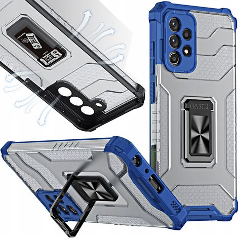 Crystal Ring Case – gepanzerte Hybrid-Schutzhülle mit Magnethalterung für Samsung Galaxy A72 4G, blau (1/5)