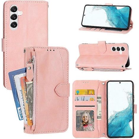 Compatible pour Samsung Galaxy A55 5G Fermeture éclair en cuir Étui Portefeuille Couverture de téléphone avec 2 sangles (1/5)