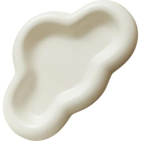 Vassoio in ceramica a forma di nuvola – Vassoio per dessert, vassoio decorativo, vassoio per gioielli, vassoio per frutta, vassoio per caramelle, ideale per compleanni, feste e regali (bianco opaco) (1/4)
